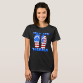 4th of July America Summer 2021 Flip Flop Women Me Tシャツ (正面フル)