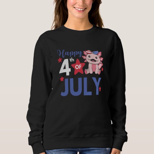 4th Of July American Axolotl For Kids Cute Usa Axo スウェットシャツ (正面)