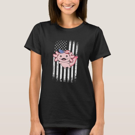 4th Of July American Axolotl For Kids Cute Usa Axo Tシャツ (正面)