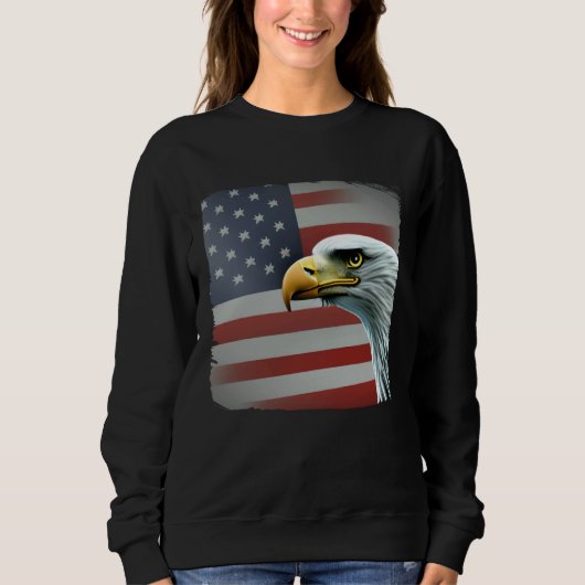 4th of July American Bald Eagle Had On USA Flag スウェットシャツ (正面)