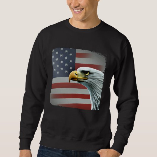 4th of July American Bald Eagle Had On USA Flag スウェットシャツ (正面)