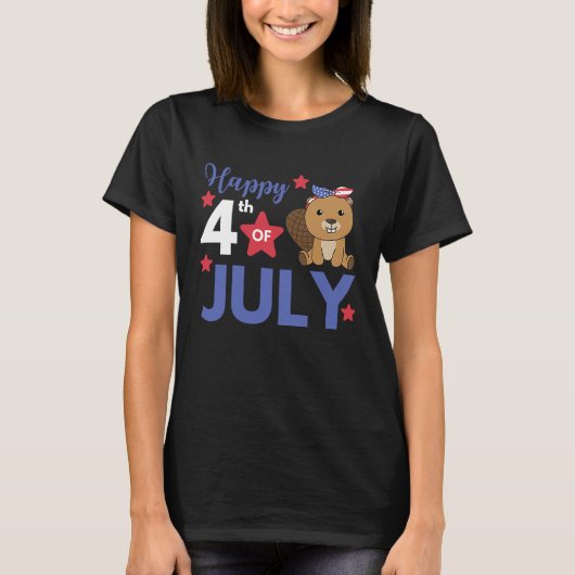 4th Of July American Beaver For Kids Cute Usa Beav Tシャツ (正面)