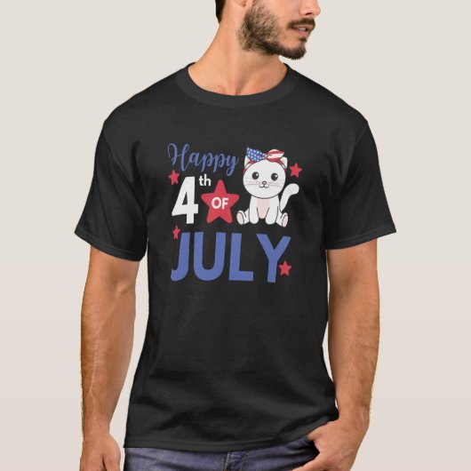 4th Of July American Cat For Kids Cute Usa Cat Tシャツ (正面)