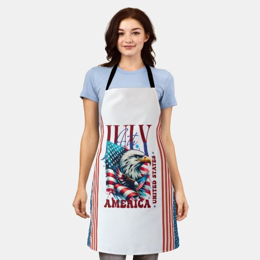 4th of July American Eagle Sublimation-61904 エプロン (着用した状態)