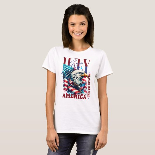 4th of July American Eagle Sublimation-61904 Tシャツ (正面フル)