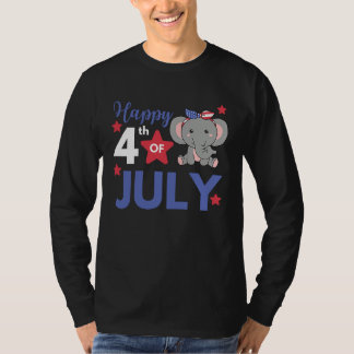 4th Of July American Elephant For Kids Cute Usa El Tシャツ