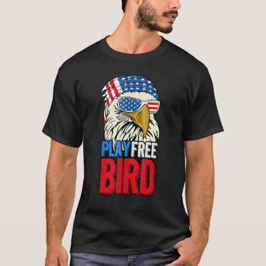 4th Of July American Flag Bald Eagle Mullet Play F Tシャツ (正面)