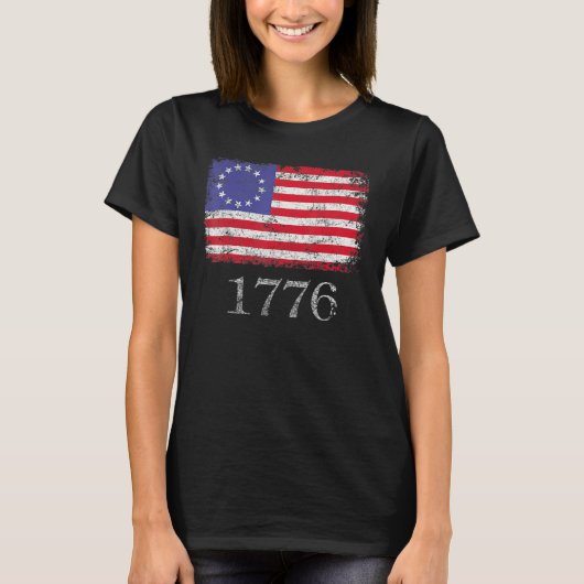 4th Of July American Flag Betsy Ross 1776 Men Wom Tシャツ (正面)