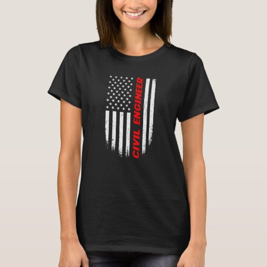 4th Of July American Flag Civil Engineer Men Women Tシャツ (正面)