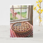 4th of July American Flag Crust on a Cherry Pie カード (黄色い花)