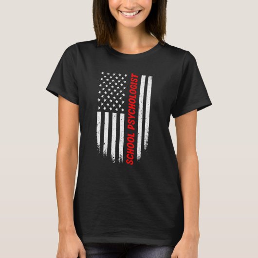4th Of July American Flag School Psychologist Men  Tシャツ (正面)