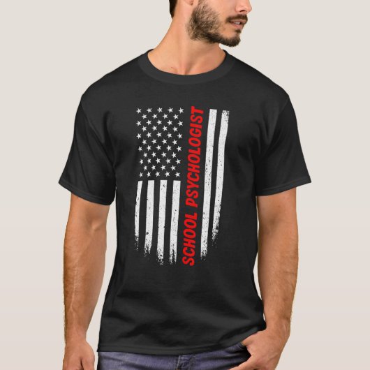 4th Of July American Flag School Psychologist Men Tシャツ (正面)
