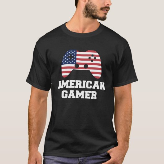 4th Of July American Gamer USA Patriotic Boys Men Tシャツ (正面)
