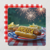 4th of July American Hot Dog 招待状 (正面/裏面)