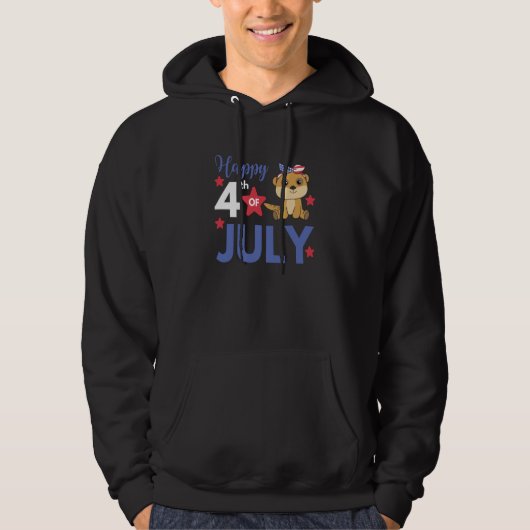 4th Of July American Meerkat For Kids Cute Usa Mee パーカ (正面)