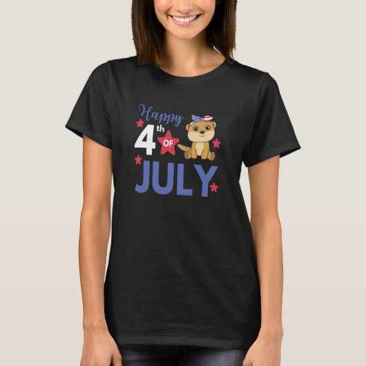 4th Of July American Meerkat For Kids Cute Usa Mee Tシャツ (正面)