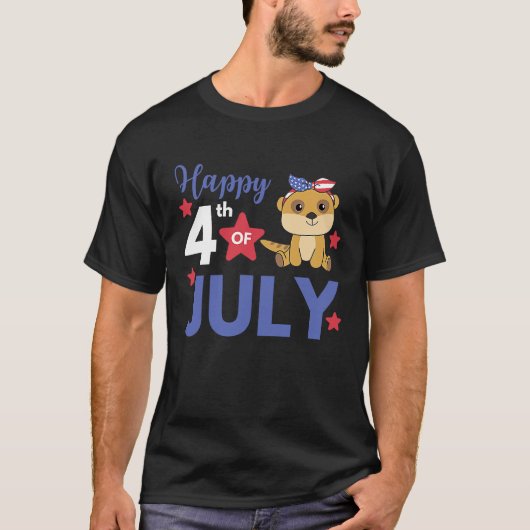 4th Of July American Meerkat For Kids Cute Usa Mee Tシャツ (正面)