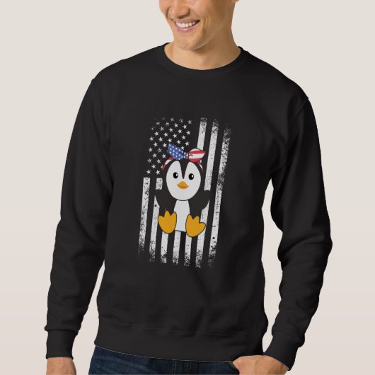 4th Of July American Penguin For Kids Cute Usa Pen スウェットシャツ (正面)