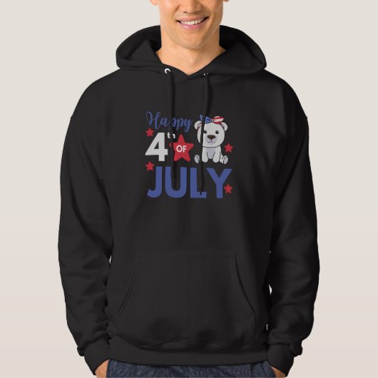 4th Of July American Polar Bear For Kids Cute Usa  パーカ (正面)