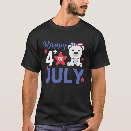 4th Of July American Polar Bear For Kids Cute Usa  Tシャツ (正面)