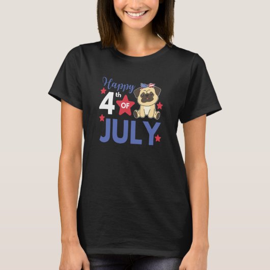 4th Of July American Pug For Kids Cute Usa Pug Tシャツ (正面)