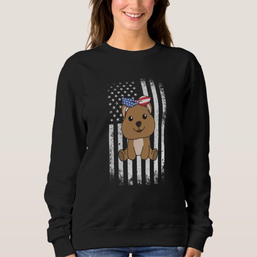 4th Of July American Quokka For Kids Cute Usa Quok スウェットシャツ (正面)