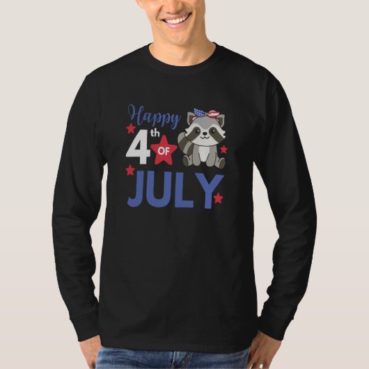 4th Of July American Raccoon For Kids Cute Usa Rac Tシャツ (正面)