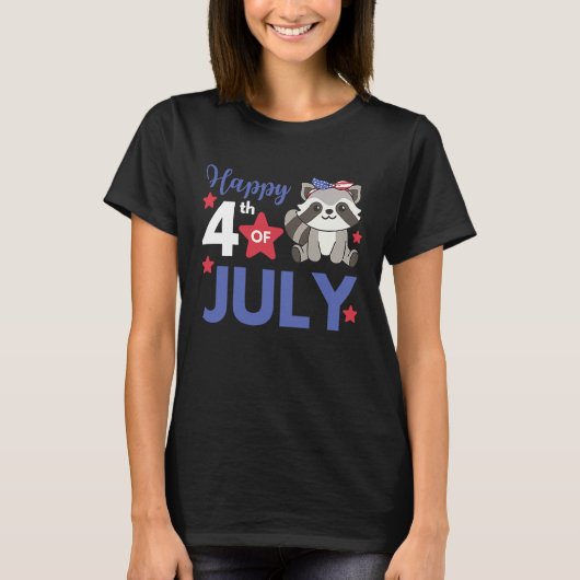 4th Of July American Raccoon For Kids Cute Usa Rac Tシャツ (正面)