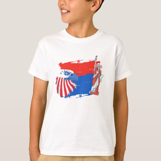 4th of July American Spirit Freedom Eagle Tシャツ (正面)