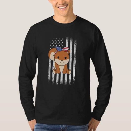 4th Of July American Squirrel For Kids Cute Usa Sq Tシャツ (正面)