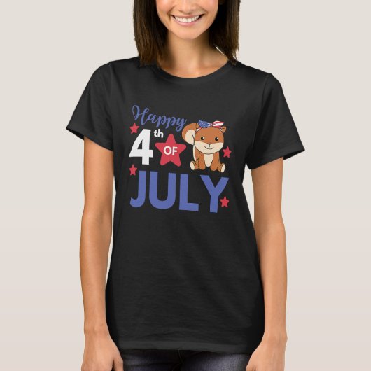 4th Of July American Squirrel For Kids Cute Usa Sq Tシャツ (正面)