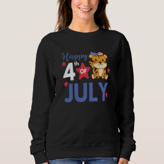 4th Of July American Tiger For Kids Cute Usa Tiger スウェットシャツ