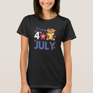 4th Of July American Tiger For Kids Cute Usa Tiger Tシャツ