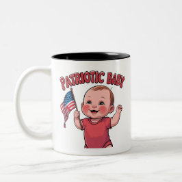 4th of July Baby Mug - Patriotic Baby Sip Cup ツートーンマグカップ
