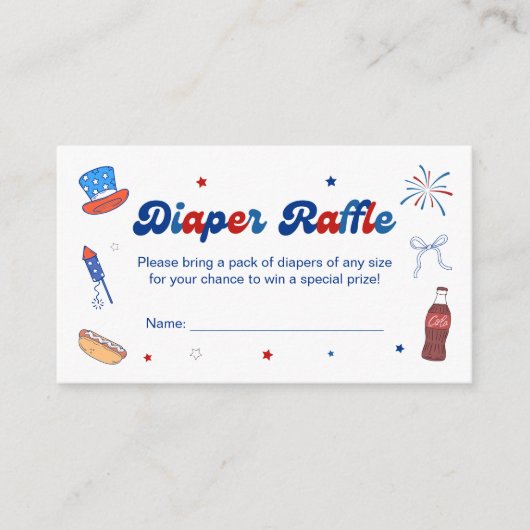 4th of July Baby Shower Diaper Raffle  エンクロージャーカード (正面)