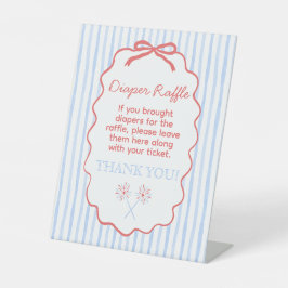 4th of July Baby Shower Diaper Raffle Sign 台座サイン