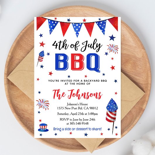 4th of July Backyard BBQ Invitation 招待状