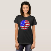 4th Of July Baseball American Flag Patriotic Weath Tシャツ (正面フル)