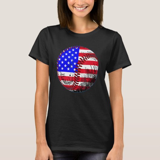 4th Of July Baseball American Flag Patriotic Weath Tシャツ (正面)