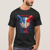 4th Of July Baseball Drip Patriotic Ice Cream Yout Tシャツ (正面)