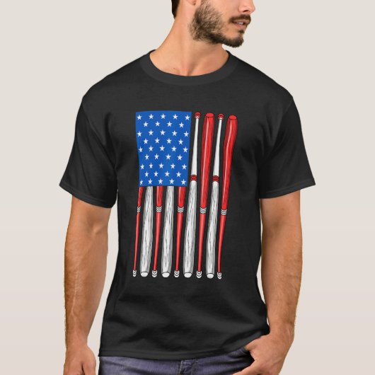 4th Of July Baseball Softball Flag American Flag Tシャツ (正面)