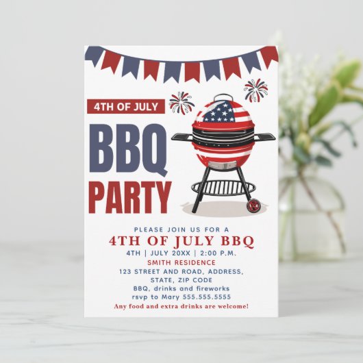 4th of July BBQ - Independence Day Party 招待状 (スタンド正面)