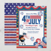 4th Of July BBQ Invitation, Party In USA Invite サンキューカード (正面/裏面)