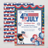 4th Of July BBQ Invitation, Party In USA Invite シーズンカード (正面/裏面)