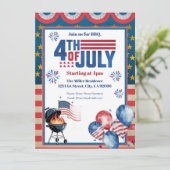 4th Of July BBQ Invitation, Party In USA Invite シーズンカード (スタンド正面)