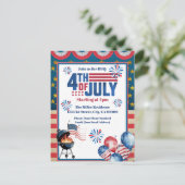 4th Of July BBQ Invitation, Party In USA Invite ポストカード (スタンド正面)