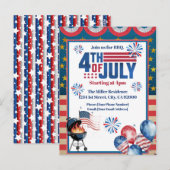 4th Of July BBQ Invitation, Party In USA Invite ポストカード (正面/裏面)