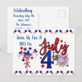 4th Of July BBQ Invite ポストカード (正面/裏面)