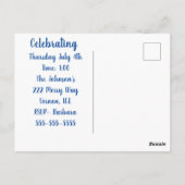 4th Of July BBQ Invite ポストカード (裏面)