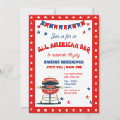 4th of July BBQ Party – ALL AMERICAN BBQ 招待状 (正面)